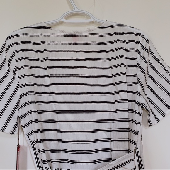 Vince Camuto Playful Stripe Satin Wrap Dress - Picture 4 of 4